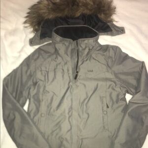 Lole winter gray coat with fur hood size medium